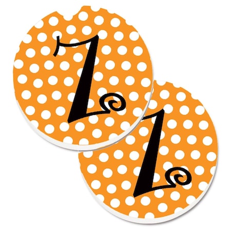 Carolines Treasures Monogram Initial Z Orange Polkadots  Cup Holder Car Coaster, PK2 CJ1033-ZCARC